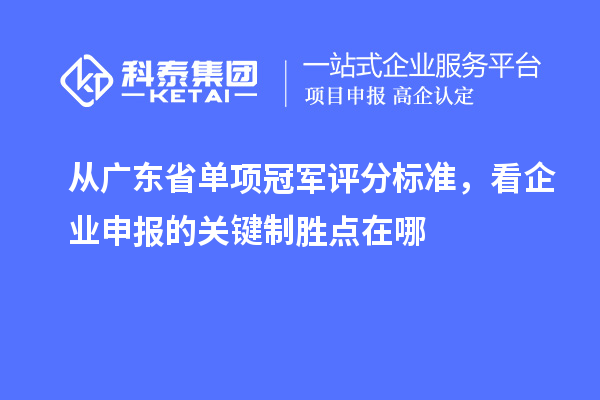 从广东省单项冠军评分标准，看企业申报的关键制胜点在哪
