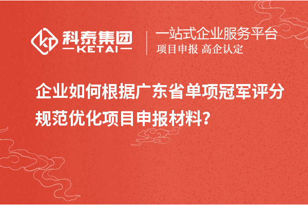 企业如何根据广东省单项冠军评分规范优化项目申报材料？