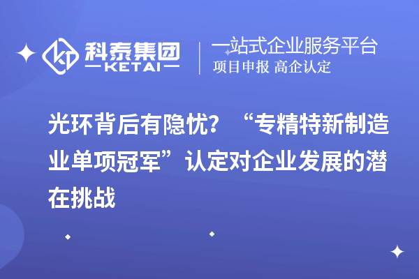 光环背后有隐忧？“专精特新制造业单项冠军”认定对企业发展的潜在挑战