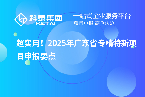 超实用！2025年广东省专精特新项目申报要点