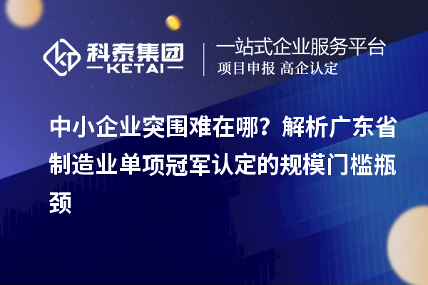 中小企业突围难在哪？解析广东省制造业单项冠军认定的规模门槛瓶颈