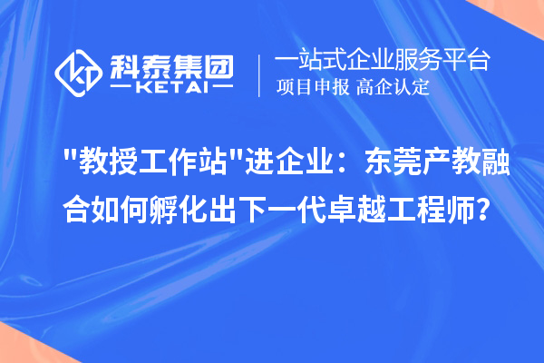 "教授工作站"进企业：东莞产教融合如何孵化出下一代卓越工程师？