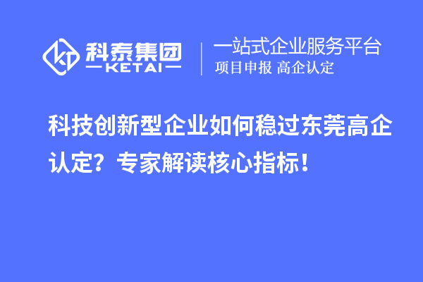 科技创新型企业如何稳过东莞高企认定？专家解读核心指标！