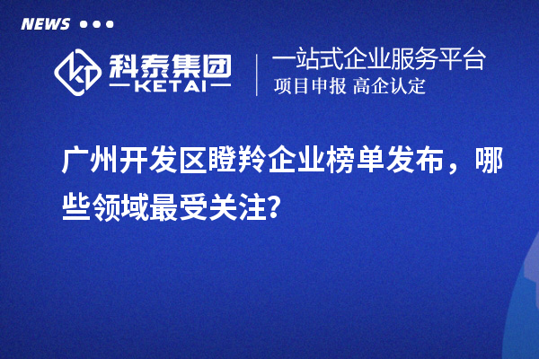 广州开发区瞪羚企业榜单发布，哪些领域最受关注？