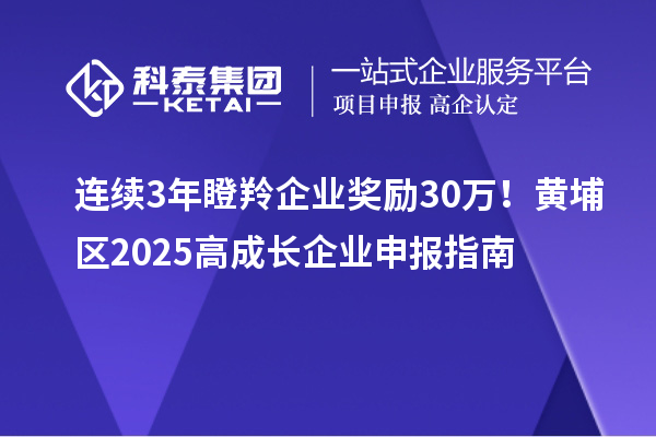 连续3年瞪羚企业奖励30万！黄埔区2025高成长企业申报指南