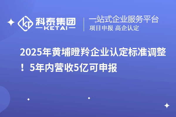 2025年黄埔瞪羚企业认定标准调整！5年内营收5亿可申报