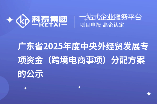 广东省2025年度中央外经贸发展专项资金（跨境电商事项）分配方案的公示