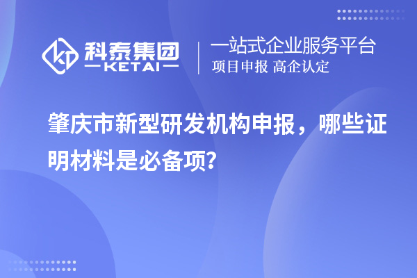 肇庆市新型研发机构申报，哪些证明材料是必备项？
