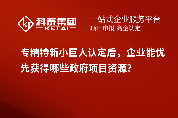 专精特新小巨人认定后，企业能优先获得哪些政府项目资源？