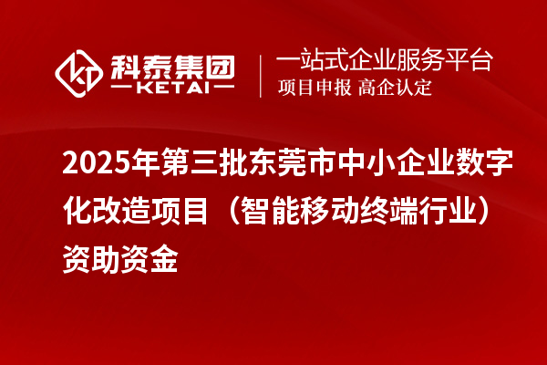 2025年第三批东莞市中小企业数字化改造项目（智能移动终端行业）资助资金