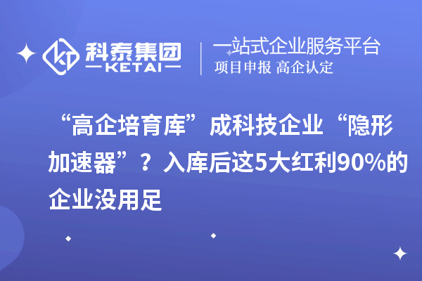 “高企培育库”成科技企业“隐形加速器”？入库后这5大红利90%的企业没用足