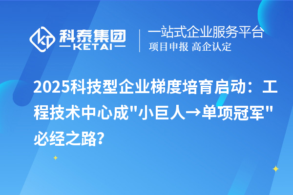 2025科技型企业梯度培育启动：工程技术中心成"小巨人→单项冠军"必经之路？