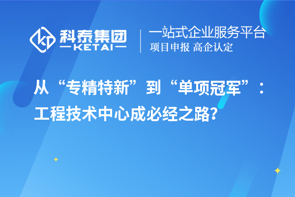 从“专精特新”到“单项冠军”：工程技术中心成必经之路？