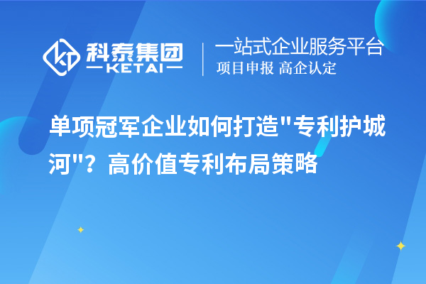 单项冠军企业如何打造"专利护城河"？高价值专利布局策略