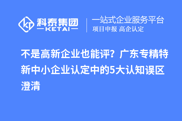 不是高新企业也能评？广东专精特新中小企业认定中的5大认知误区澄清