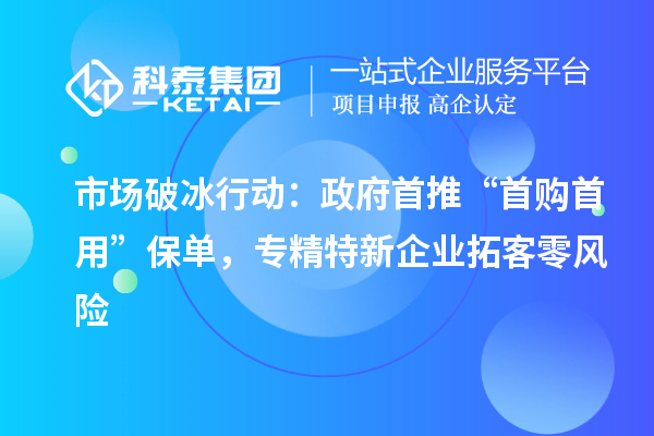 市场破冰行动：政府首推“首购首用”保单，专精特新企业拓客零风险
