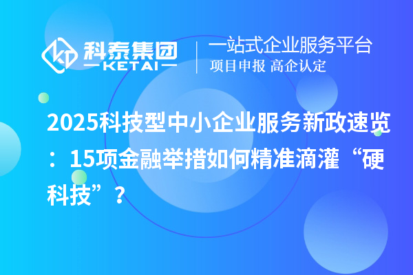 2025科技型中小企业服务新政速览：15项金融举措如何精准滴灌“硬科技”？