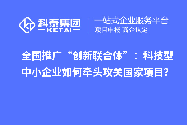 全国推广“创新联合体”：科技型中小企业如何牵头攻关国家项目？
