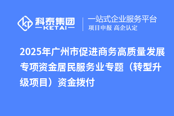 2025年广州市促进商务高质量发展专项资金居民服务业专题（转型升级项目）资金拨付