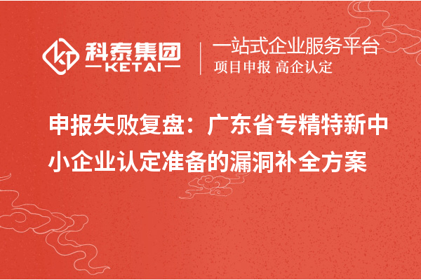 申报失败复盘:广东省专精特新中小企业认定准备的漏洞补全方案