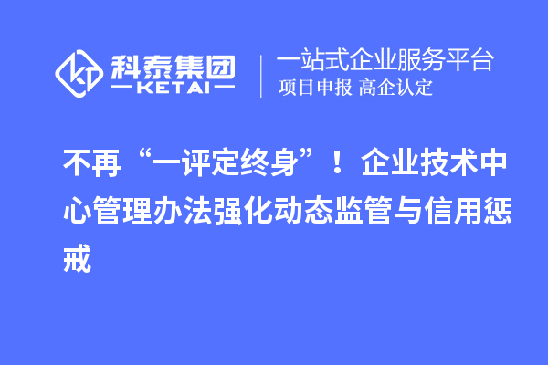 不再“一评定终身”!企业技术中心管理办法强化动态监管与信用惩戒