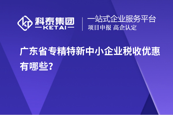 广东省专精特新中小企业税收优惠有哪些？