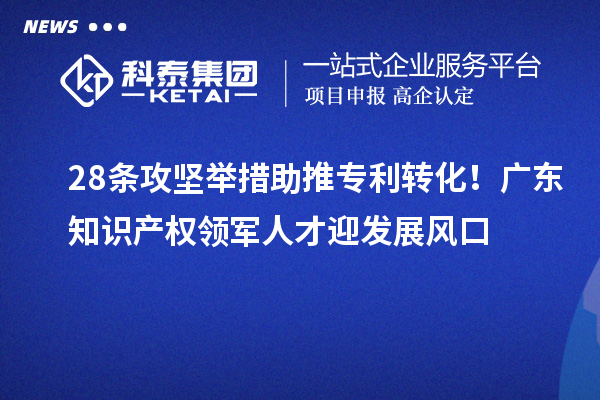 28条攻坚举措助推专利转化！广东知识产权领军人才迎发展风口