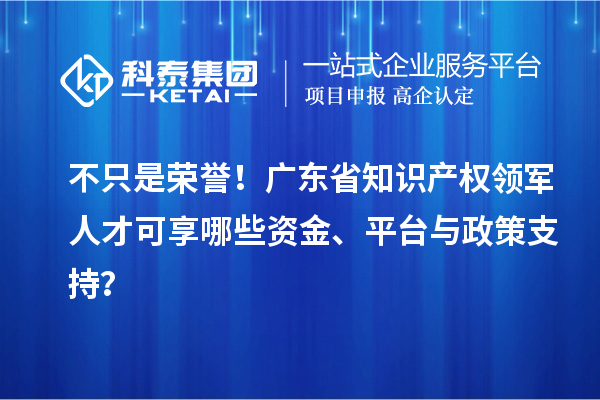 不只是荣誉！广东省知识产权领军人才可享哪些资金、平台与政策支持？