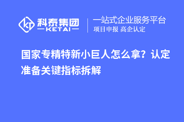 国家专精特新小巨人怎么拿？认定准备关键指标拆解