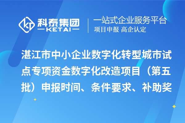 湛江市中小企业数字化转型城市试点专项资金数字化改造项目（第五批）申报时间、条件要求、补助奖励