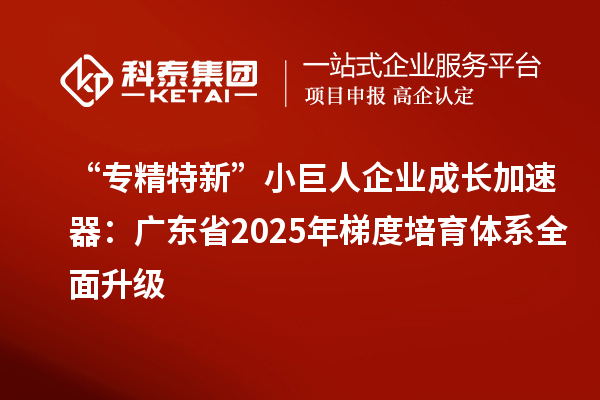“专精特新”小巨人企业成长加速器：广东省2025年梯度培育体系全面升级