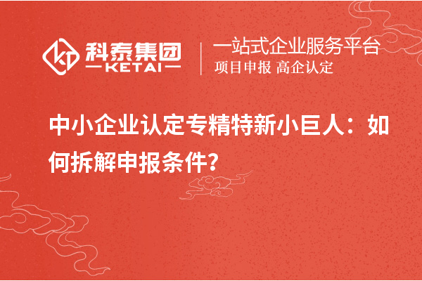 中小企业认定专精特新小巨人：如何拆解申报条件？