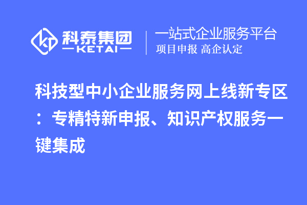 科技型中小企业服务网上线新专区：专精特新申报、知识产权服务一键集成
