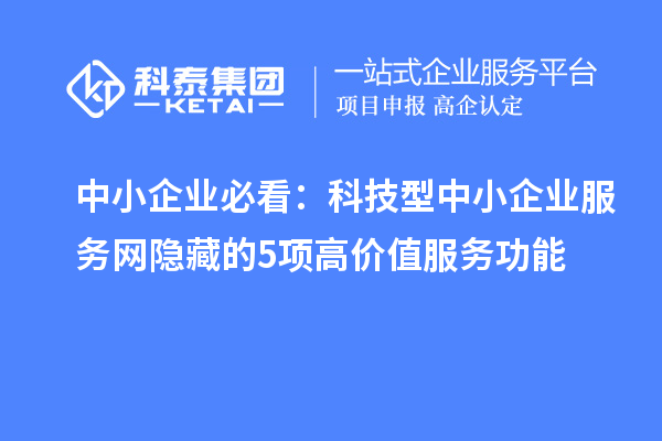 中小企业必看:科技型中小企业服务网隐藏的5项高价值服务功能