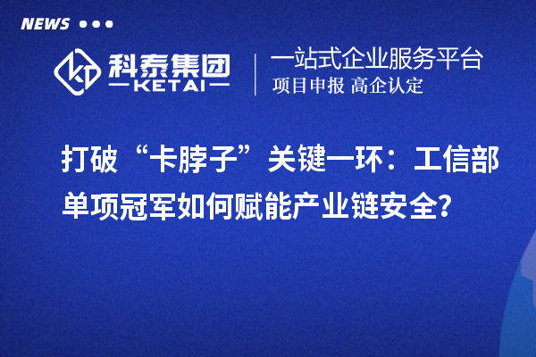 打破“卡脖子”关键一环：工信部单项冠军如何赋能产业链安全？