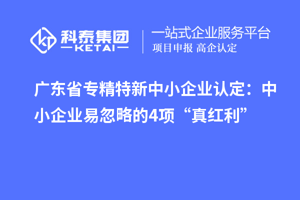 广东省专精特新中小企业认定：中小企业易忽略的4项“真红利”