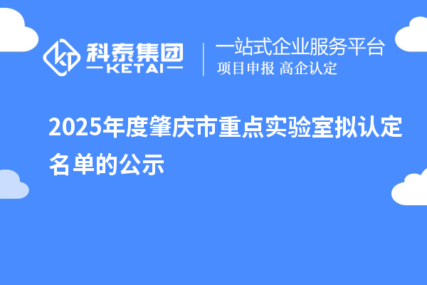 2025年度肇庆市重点实验室拟认定名单的公示