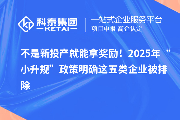 不是新投产就能拿奖励！2025年“小升规”政策明确这五类企业被排除