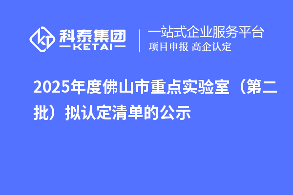 2025年度佛山市重点实验室(第二批)拟认定清单的公示