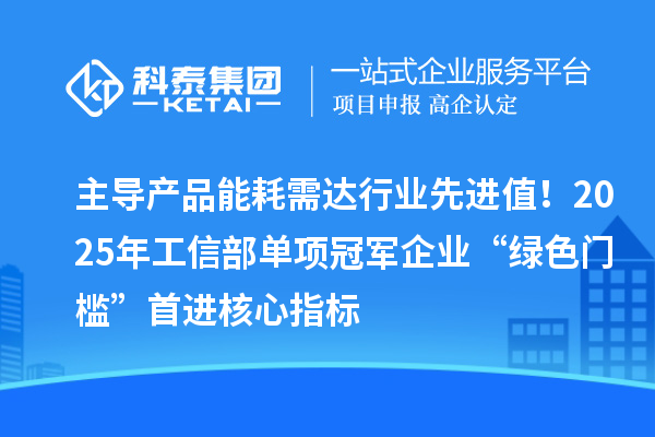 主导产品能耗需达行业先进值！2025年工信部单项冠军企业“绿色门槛”首进核心指标