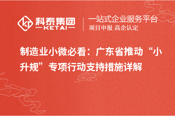 制造业小微必看:广东省推动“小升规”专项行动支持措施详解