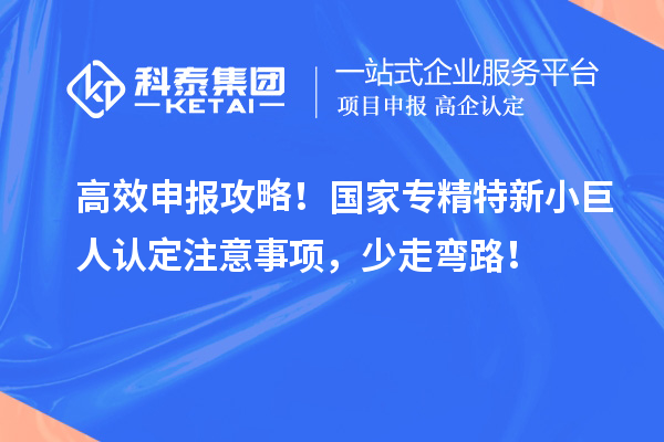 高效申报攻略！国家专精特新小巨人认定注意事项，少走弯路！