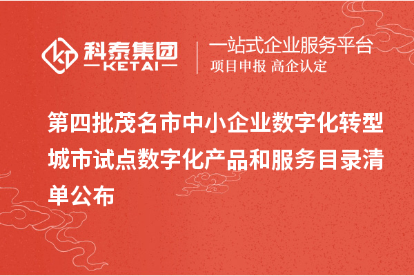 第四批茂名市中小企业数字化转型城市试点数字化产品和服务目录清单公布