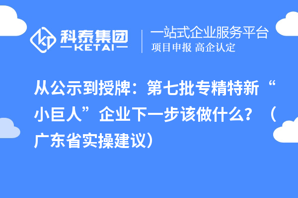 从公示到授牌：第七批专精特新“小巨人”企业下一步该做什么？（广东省实操建议）