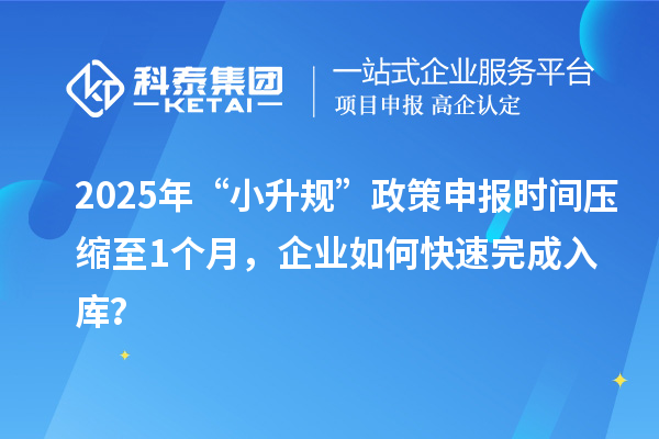 2025年“小升规”政策申报时间压缩至1个月，企业如何快速完成入库？