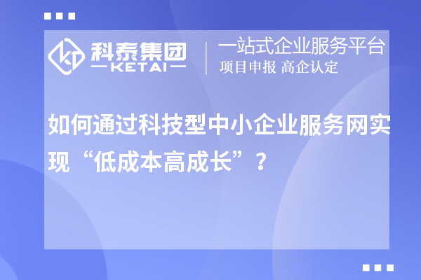 如何通过科技型中小企业服务网实现“低成本高成长”？