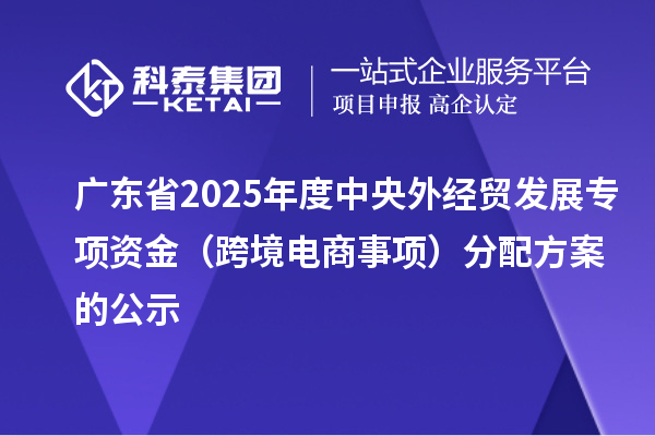 广东省2025年度中央外经贸发展专项资金（跨境电商事项）分配方案的公示