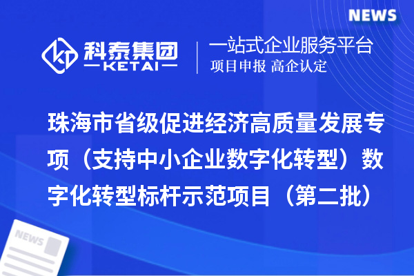 珠海市省级促进经济高质量发展专项(支持中小企业数字化转型)数字化转型标杆示范项目(第二批)的公示