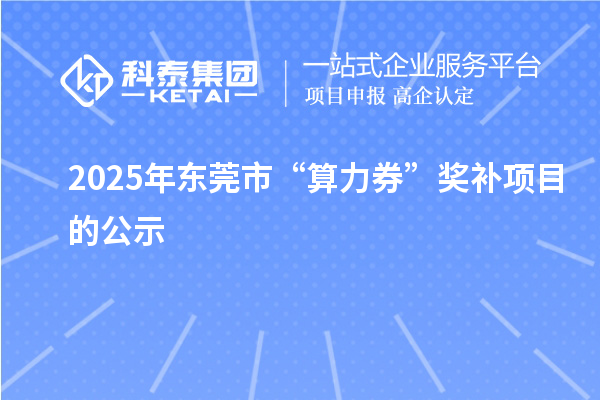2025年东莞市“算力券”奖补项目的公示