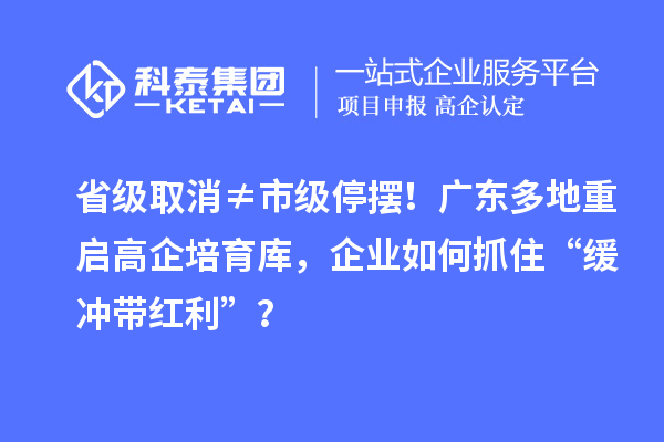 省级取消≠市级停摆！广东多地重启高企培育库，企业如何抓住“缓冲带红利”？
